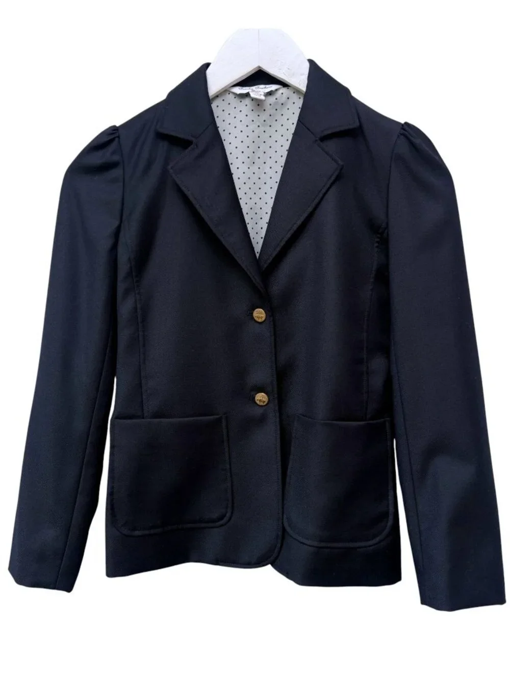 Brooks Brothers Girls Size 12 Navy Wool Blazer Gold Button School Preppy Jacket